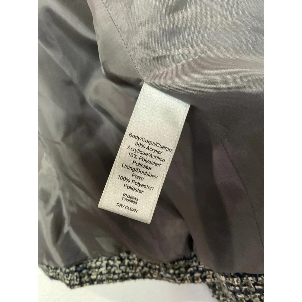 VAN HEUSEN STUDIO Women's Tweed Blazer Jacket LG Open Front Fringed - Picture 4 of 6